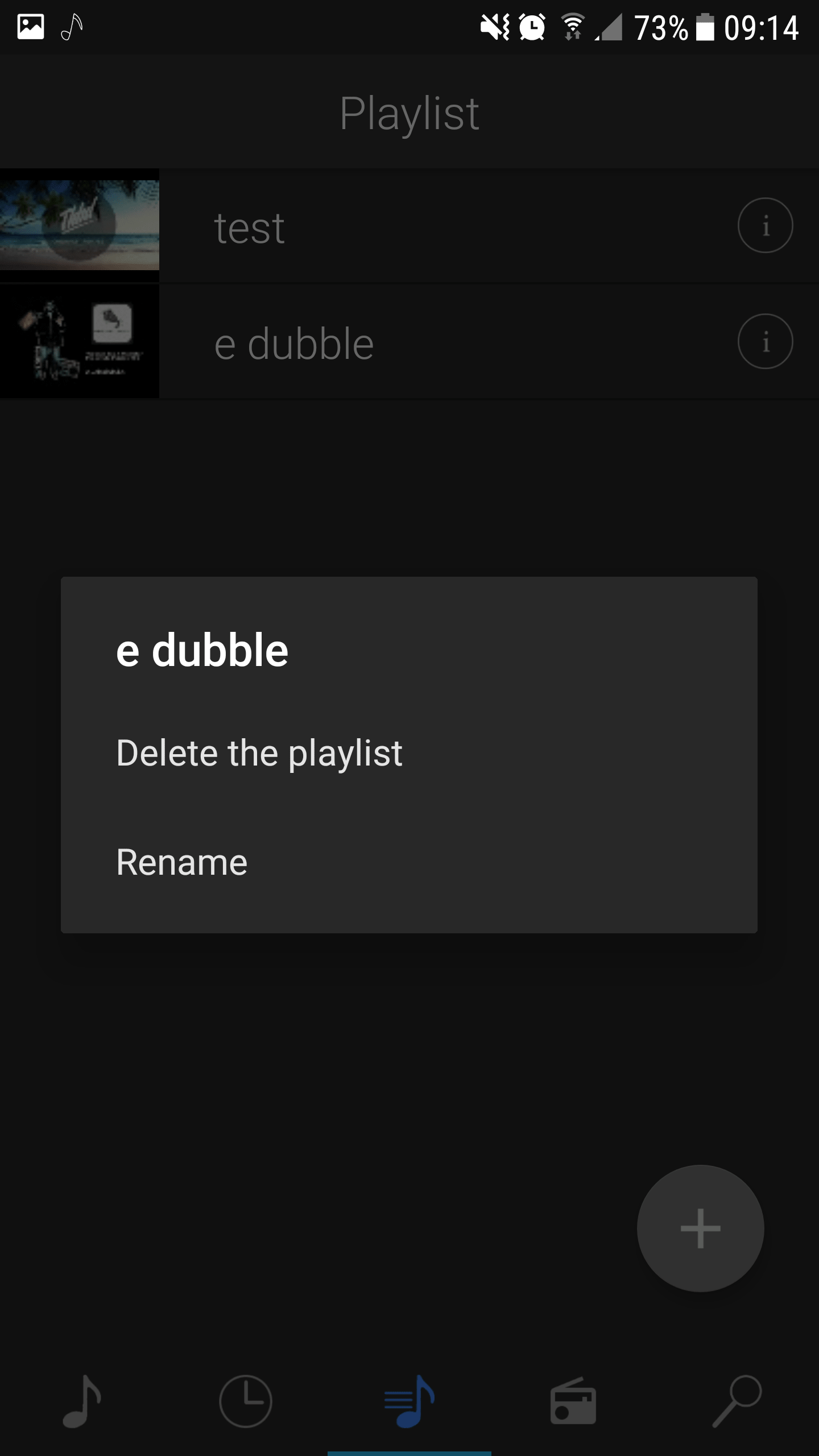 Playlist fragment of YouPlay for Android